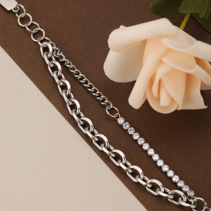 Pulsera De Perlas Artificiales Con Cadena De Acero Inoxidable