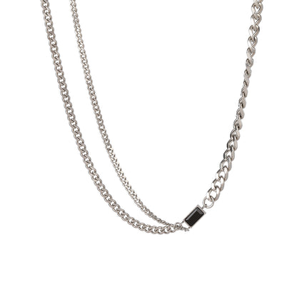 Collar De Doble Capa De Cadena De Hebilla Con Ladrillo Negro Personalizada De Moda