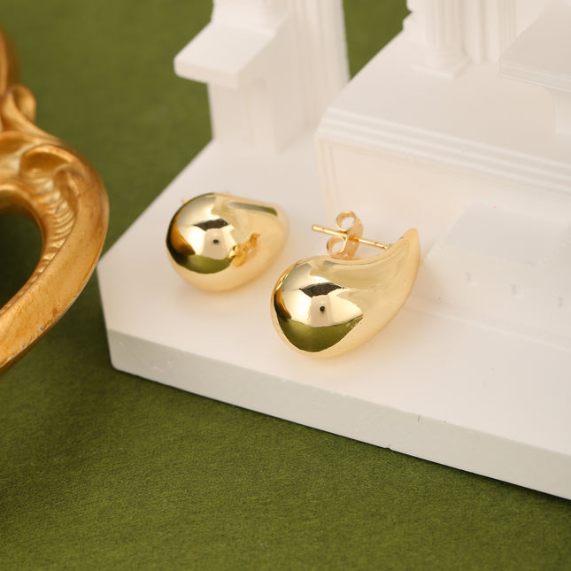 Aretes De Agua En Forma De Gota Enchapado Oro De 14K Y Cobre Pendientes