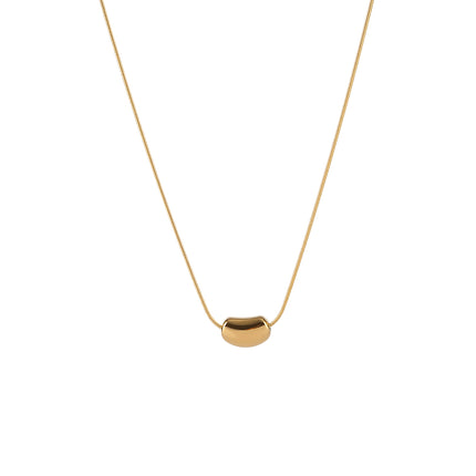 Collar Sencillo De Cadena de Serpiente Fina De Acero Inoxidable Con Colgante De Frijol Dorado