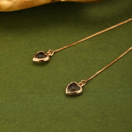 Aretes Con Diseño De Corazón Café Con Cristales De Zirconia De Aleación