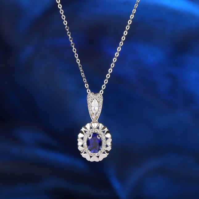 Colgante Con Diseño De Corazón Con Zafiro Y Moissanita En Plata 925