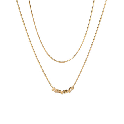 Collar De Doble Capa De Cadena De Serpiente Con Triangulares De Acero Inoxidable