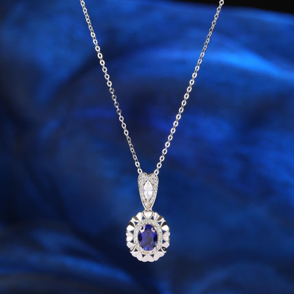 Colgante Con Diseño De Corazón Con Zafiro Y Moissanita En Plata 925