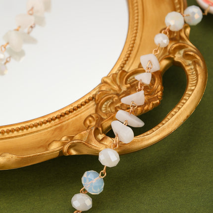 Collar Con Cristal Blanco Y Concha De Cerámica Estilo Bohemio
