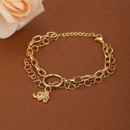 Pulsera De Cadena Con Elefante Y Cierre De Aro, De Acero Inoxidable