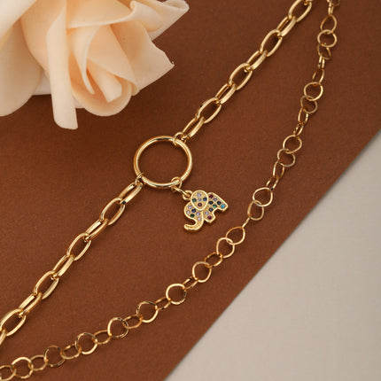 Pulsera De Cadena Con Elefante Y Cierre De Aro, De Acero Inoxidable