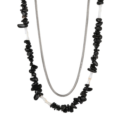 Cadena De Piedras Negras De Hilo Personalizada De Moda De Estilo Neutro