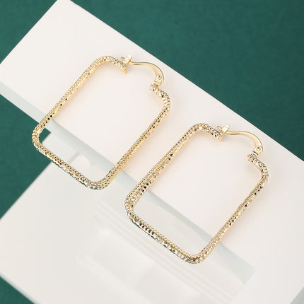 Aretes De Aro Geométrico Rectangular En Cobre De Estilo Simple