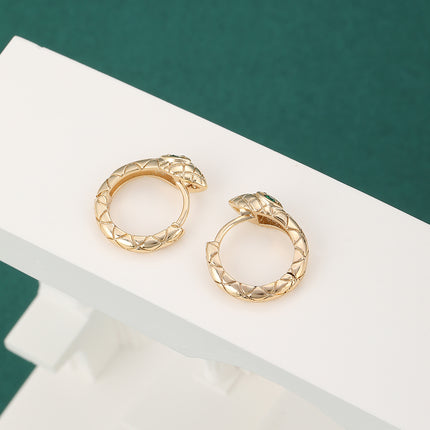 Aretes Arracadas Con Diseño De Serpiente En Cobre, Estilo Moderno