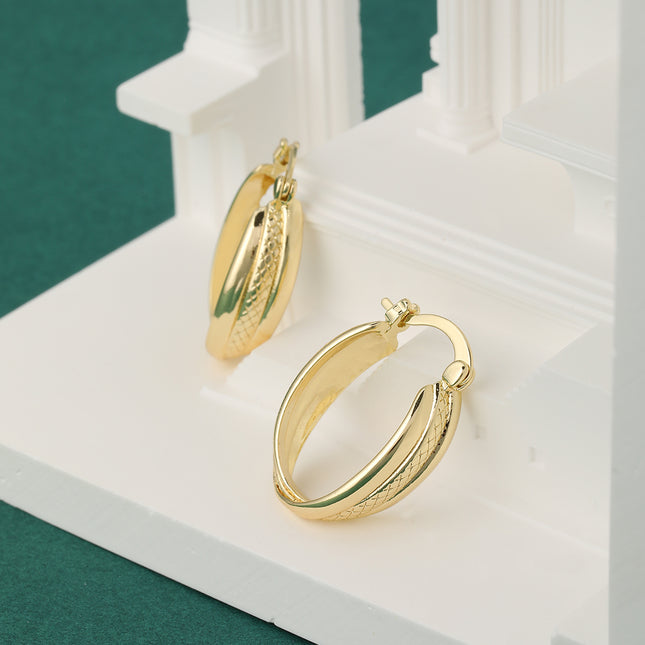 Aretes De Aros Cruzados Minimalistas, Oro De 14K Enchapado Cobre