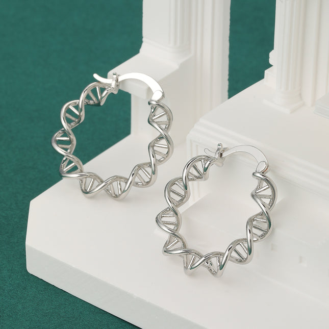 Aretes Arracadas Plateados Con Diseño De Corte, En Cobre Estilo Simple