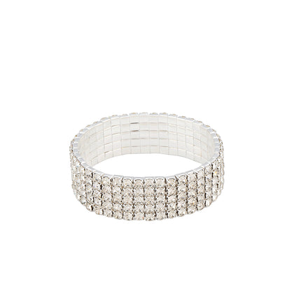 Conjunto De Collar, Aretes, Pulsera Y Anillo Con Diseño Hueco Y Diamantes De Imitación Para Novias Y Ceremonias