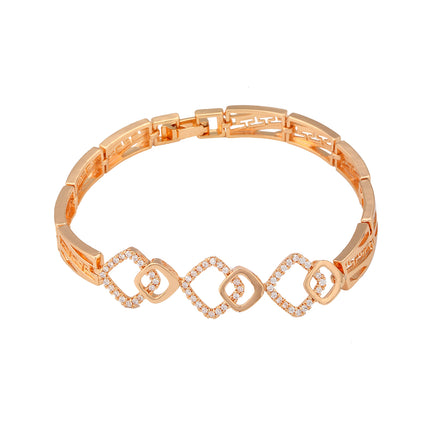 Pulsera De Cobre Con Cadena Rectangular Y De Rombo Diseño Geométrico
