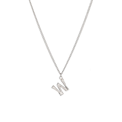 Collar Casual De Acero Inoxidable Sencillo Con Colgante Elemento De Letra W Grande De Moda