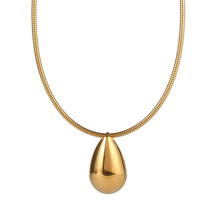 Collar De Acero Inoxidable De Cadena Metálica Con Colgante De Gota De Moda Brillante