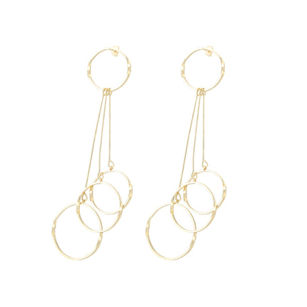 Aretes Largos De Aro Con Flecos, Diseño Metálico Minimalista En Cobre