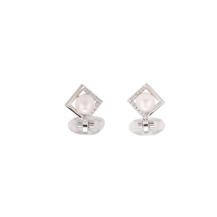 Aretes En La Oreja Ear Cuff Cuadrado Con Perla Artificial, Estilo Moderno