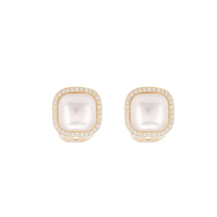 Aretes En La Oreja Cuadrado Con Perla Artificial, Ear Cuff Elegante