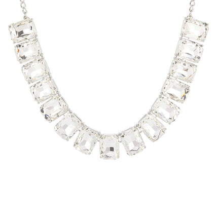 Conjunto De Collar Y Aretes Con Cristales Cuadrados De Aleación Para Novias Y Ceremonias