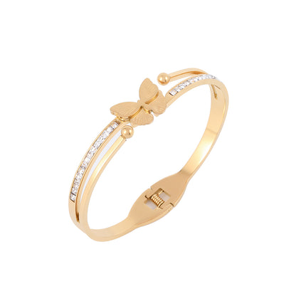 Pulsera De Mariposa De Rayas Brazalete De Acero Inoxidable