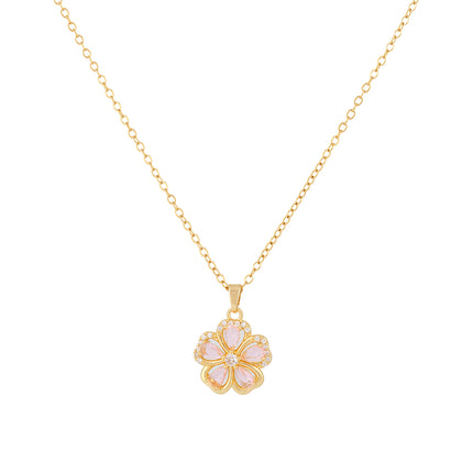 Collar Sencillo De Acero Inoxidable IN De ModaS Con Colgante De Flor Casual