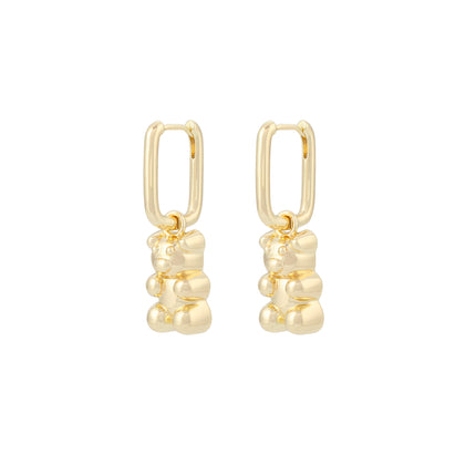 Aretes Con Colgante De Osito En Oro Bañado En Cobre 18K Diseño Elegante