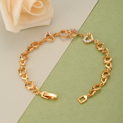 Pulsera De Cobre Con Encantadora Cadena De Corazones Romántico