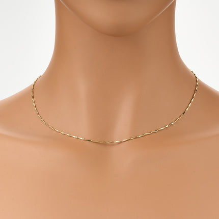 Collar Minimalista Con Cadena Irregular Cobre Chapada En Oro De 14K