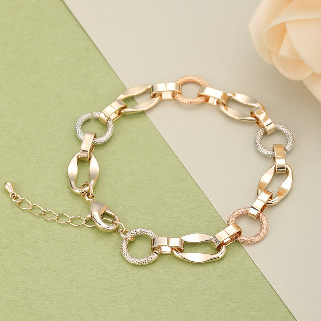 Pulsera De Cadena De Cobre Con Tres Aros Entrelazados En Colores