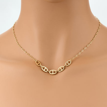 Collar De Acero Inoxidable En Forma De O Con Colgante De Cinco Ovalados En Forma De Doble D