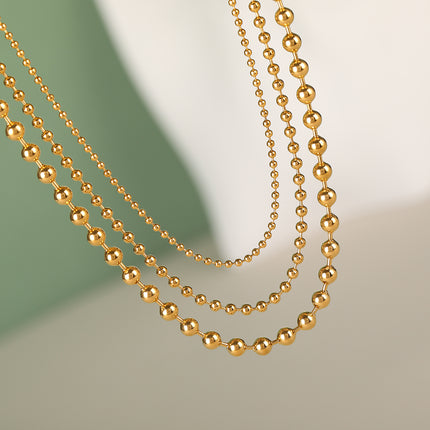 Collar De Cadena De Moda Multicapa De Cuentas Dorado De Lujo Leve De Estilo Neutro