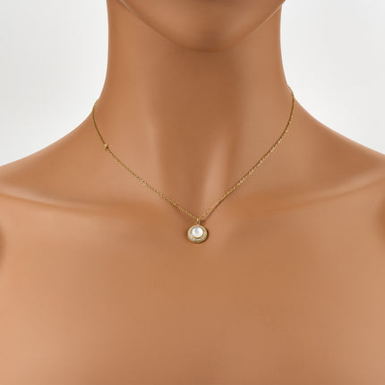 Collar De Cobre Diseño Circular Con Zirconitas, Elegante Y Sencillo