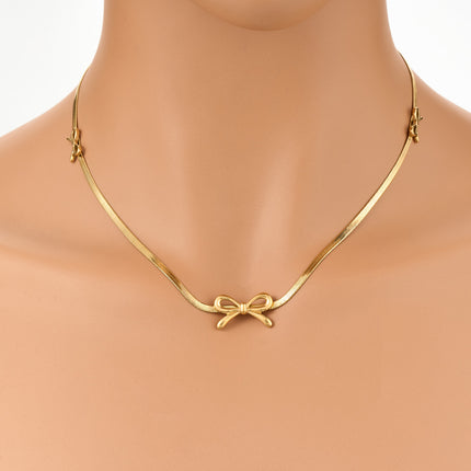 Collar De Cadena Serpiente Con Lazo De Acero Inoxidable Estilo Ins
