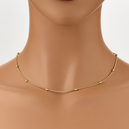 Collar Chapado En Oro De 14K Con Detalles De Pequeñas Esferas Doradas