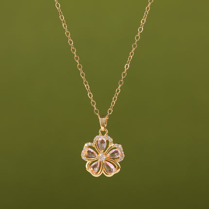Collar Sencillo De Acero Inoxidable IN De ModaS Con Colgante De Flor Casual