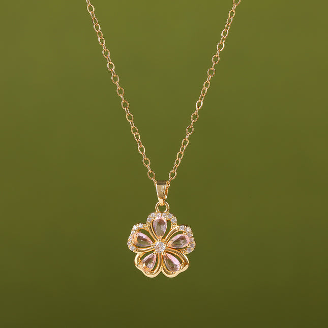 Collar Sencillo De Acero Inoxidable IN De ModaS Con Colgante De Flor Casual