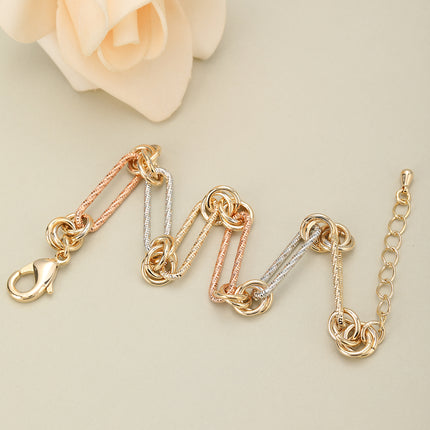 Pulsera Con Cadena De Rectángulos En Cobre, Diseño Elegante Para Mujer