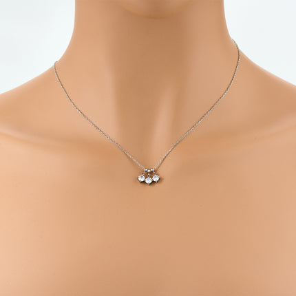 Collar De Cadena Fina De Acero Inoxidable Con Colgante De Tres Diamantes De Imitación