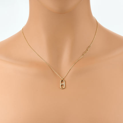 Collar De Cadena Fina Con Colgante Hueco En Forma De Doble D Con Diamantes De Imitación
