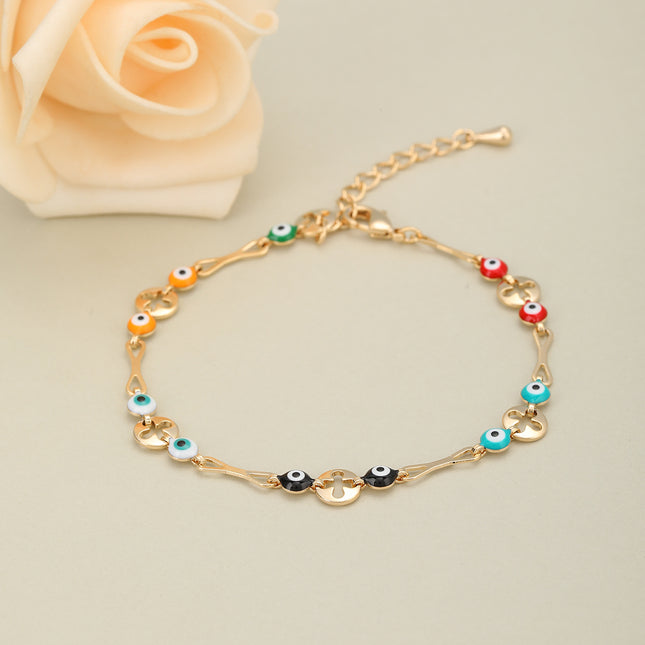 Pulsera De Cobre Con Ojos Multicolores De Diseño Divertido Y Simple