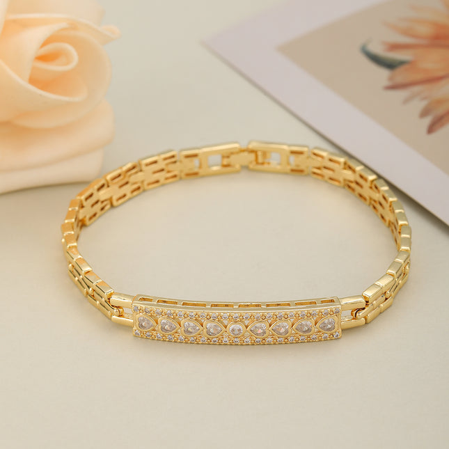 Pulsera De Cobre Ancha Con Corazones De Circonita, Estilo Retro