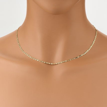 Collar De Cadena Dorado 14K Lisa Para Mujer, Diseño Minimalista