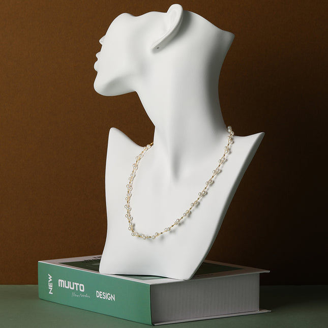 Collar Elegante De Perlas De Cristal Versátil De Moda Sencillo Y Casual De Cadena De Acero Inoxidable