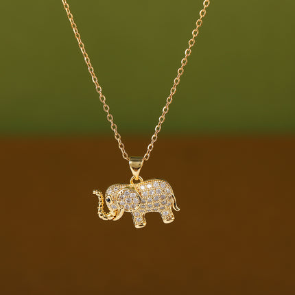 Collar De Único Diseño Con Colgante De Diamante De Imitación De Elefante Casual