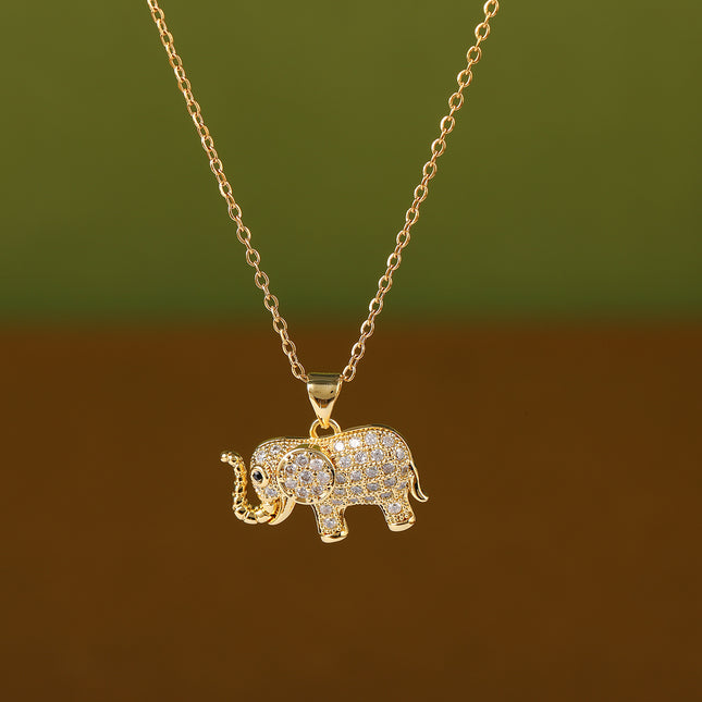 Collar De Único Diseño Con Colgante De Diamante De Imitación De Elefante Casual