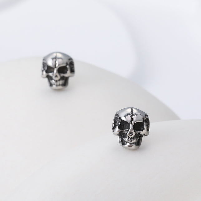 Pendientes Con Diseño De Calavera Sonriente Aretes Para Hombre De Acero Inoxidable