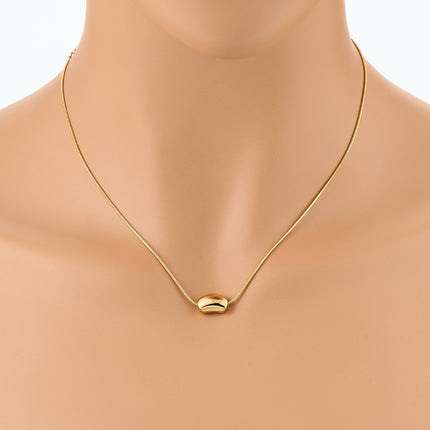 Collar Sencillo De Cadena de Serpiente Fina De Acero Inoxidable Con Colgante De Frijol Dorado