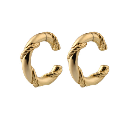 Aretes Earcuff De Estilo Trenzado Retro En C, Pendiente Chapado En Oro 14K