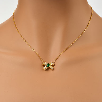 Collar De Mariposa Con Circonitas En Forma De Gota Verde, Chapado En 18K